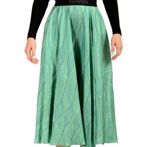 Scuderia Ferrari Women's Multi-Color Printed 100%Silk Pleated Skirt US XS IT 38